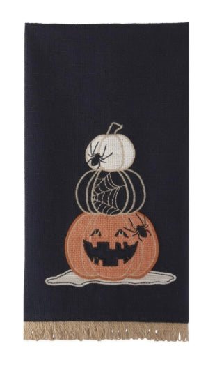 225  Black Halloween Jack O Lantern Towel