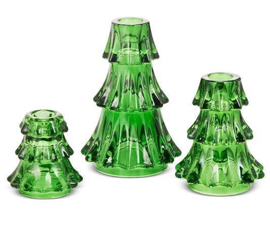 149  Green Tree Candle Holder Lg
