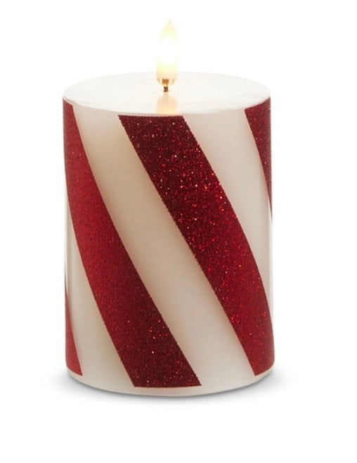 159  Red Stripe Battery Operated Candle