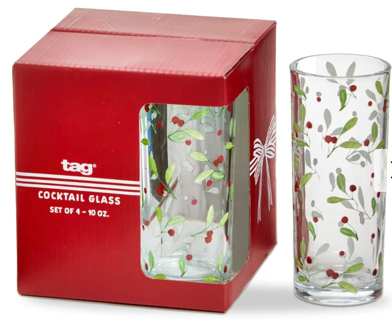 187  Winter Berries Drinks Glasses set/4
