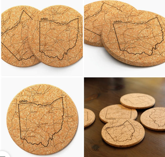 208. Ohio Cork Coasters