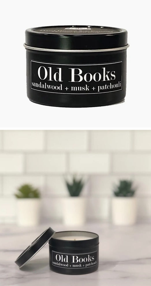 125  Old Books Tin Candle