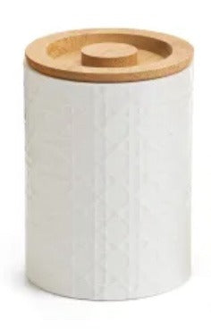 116. White Ceramic Canister Lg