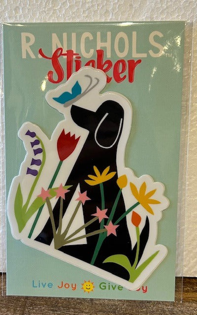 165. Dog In Garden Sticker