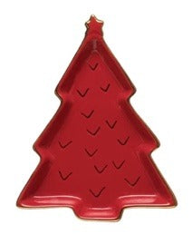 103  Stoneware Tree Dish Red