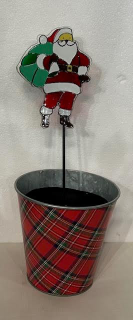 179  Santa Stained Glass Plant Stake