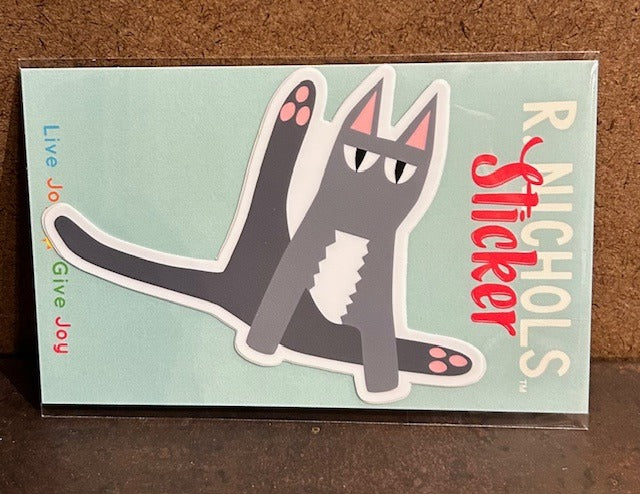 165. Sitting gray Cat Sticker