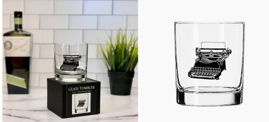 125. Vintage Typewriter rocks glass